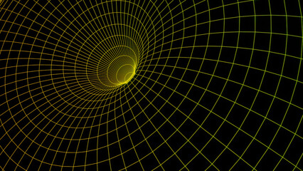 Endless framed tunnel in endless motion. Design. Black hole digital visualization, concept of science.