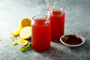 Refreshing berry lemonade with mint