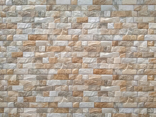 Brown and white composite stone brick wall texture background