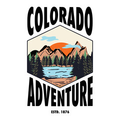 COLORADO ADVENTURE ARTWORK For TEE and POSTER. Editable Vector File. 
