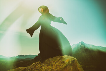 wanderer in black gown
