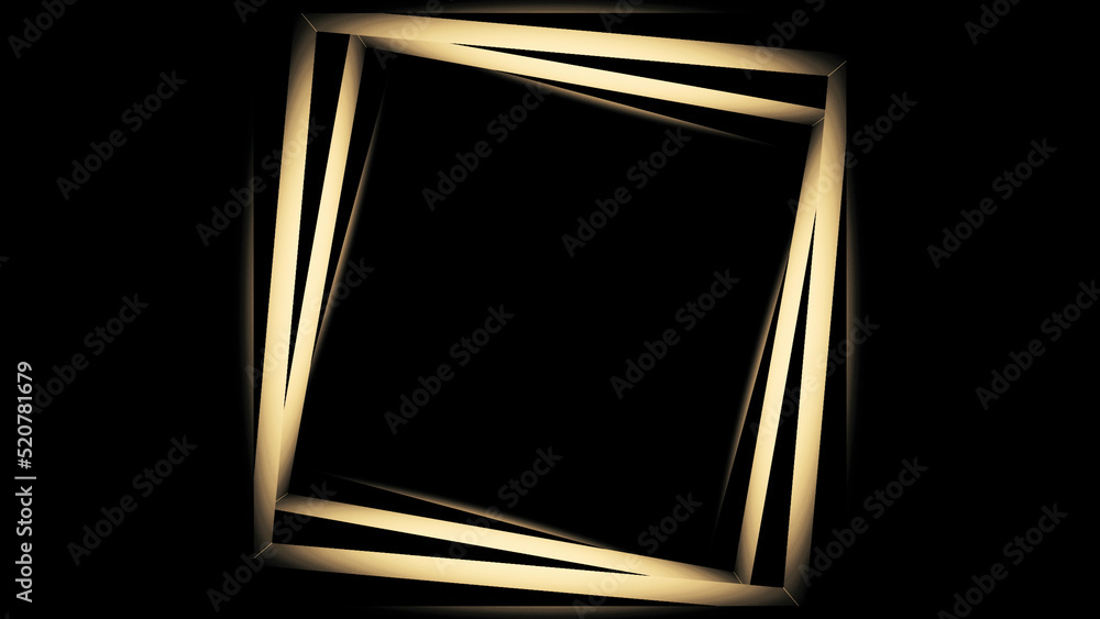 Poster golden squared tunnel with hypnotic lines creating endless motion effect. design. beige spinning and