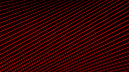 Abstract narrow long red lines on a black background, seamless loop. Motion. Flowing diagonal stripes.