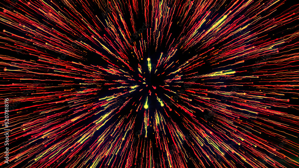 Aufkleber colorful fireworks animation on a black background. motion. yellow and red exploding fireworks in th