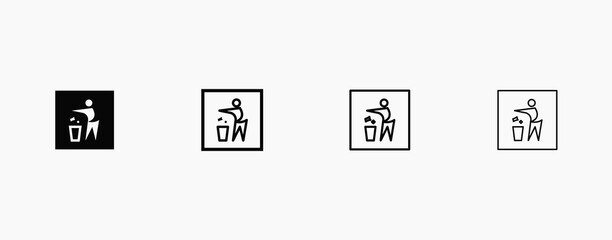 Tidyman packaging vector symbol. Dispose of packaging concept