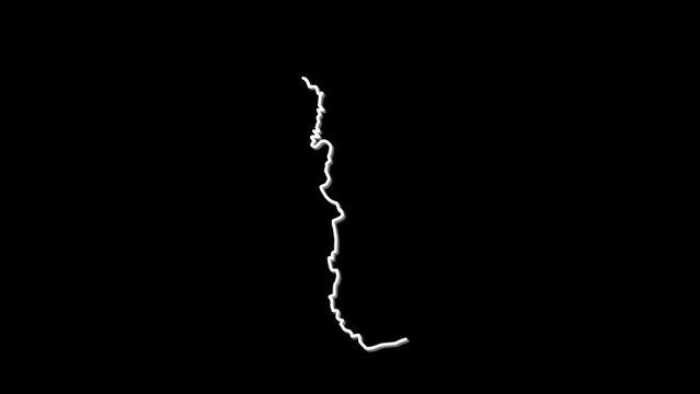 Togo map, country territory outline self drawing animation. Line art.