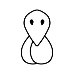 Vector flat outline chicken rooster nose beak isolated on white background