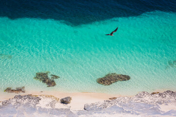 Tropical paradise: Cancun idyllic caribbean beach from above, Riviera Maya
