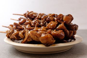 Chicken skewers with teriyaki sauce
