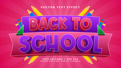 PrintBack to school 3d editable text effect with doodle