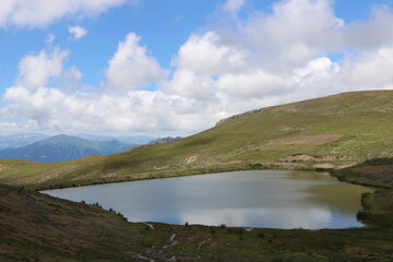 Fresh water pond in a cloudy day on Eastern Black Sea Mountains, Turkey.