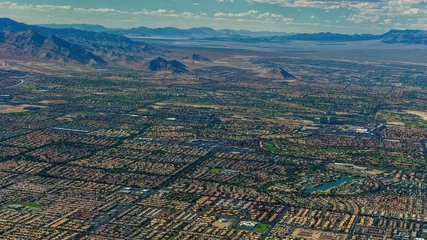 Poster Henderson, Nevada, U.S.A, The aerial view of a residential area before sunset © atosan