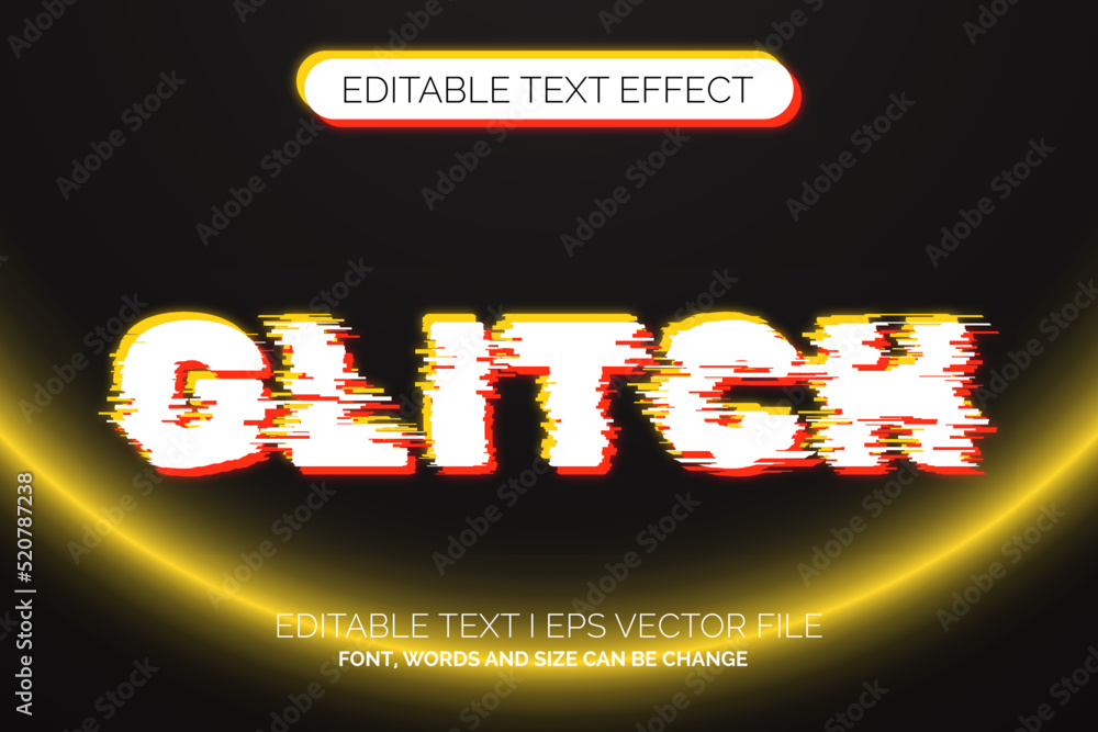 Poster gradient glitch style red and yellow color text effect