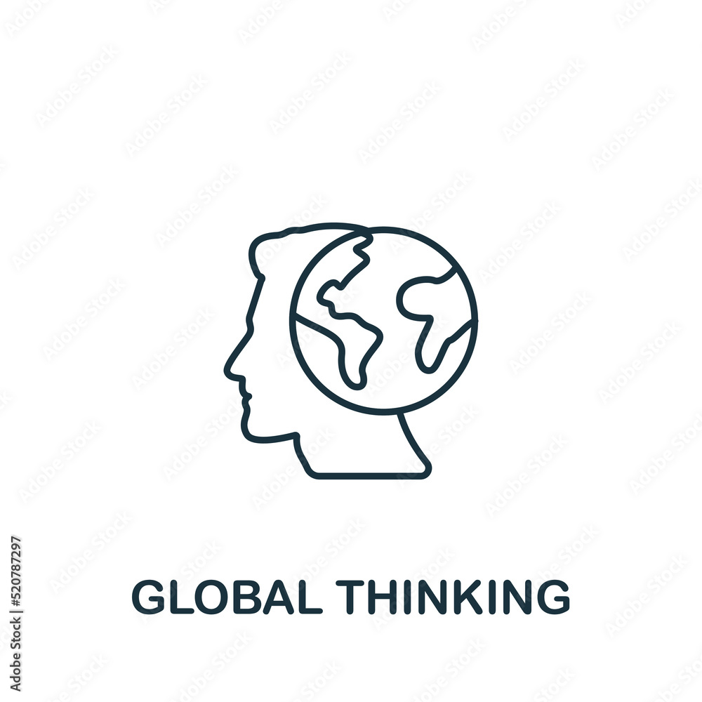 Poster global thinking icon. monochrome simple brain process icon for templates, web design and infographic