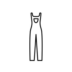Overalls vector icon outline black simple. EPS 10. Womens cloth illustration.... Flat outline sign.. Shop online concept. Females item of clothing.... Apparel store symbol. Isolated on white