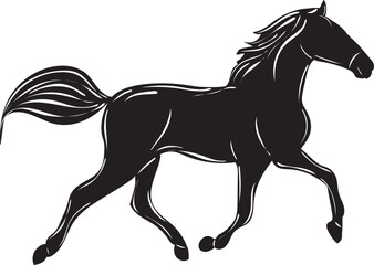 running horse silhouette on white background isolated
