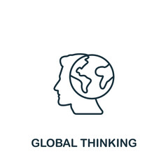 Global Thinking icon. Monochrome simple Brain Process icon for templates, web design and infographics
