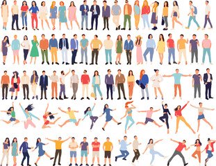people set in flat style, isolated, vector