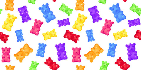 Gelatin jelly gummy teddy bears seamless pattern