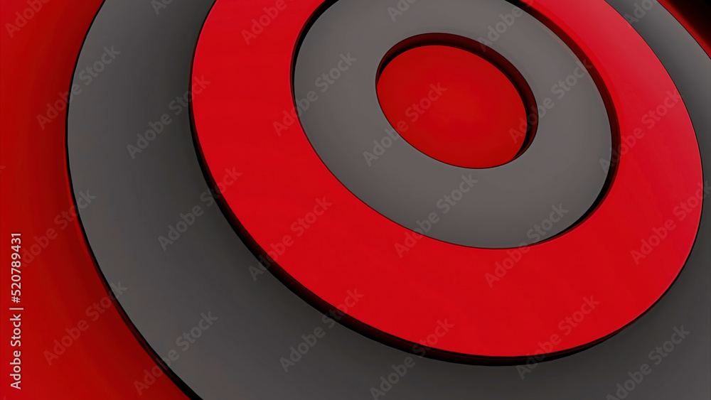 Poster red and blue with gray background. design. bright twisted loops in abstraction stick out in 3d forma