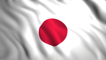 Background of waving flag of country. Motion. Beautiful 3d animation with moving flag canvas. Background for patriotic holiday with flag of Japan
