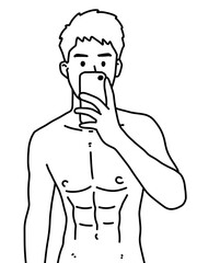 black and white of cute man cartoon for coloring