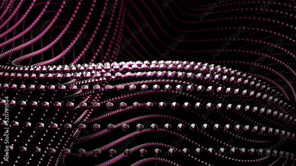 Poster bright loop.design.a black background on which a large loop made of roundels in animation moves in d