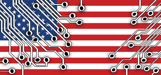 Hybrid war and warfare, DDoS attack. Cyber war, America and North Korea conflict. Hackers and cyber crime, Hackers and cyber criminals phishing steal personal information. Koreans and usa or vs flag.