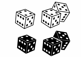 dice cube icon set isolated on white background
