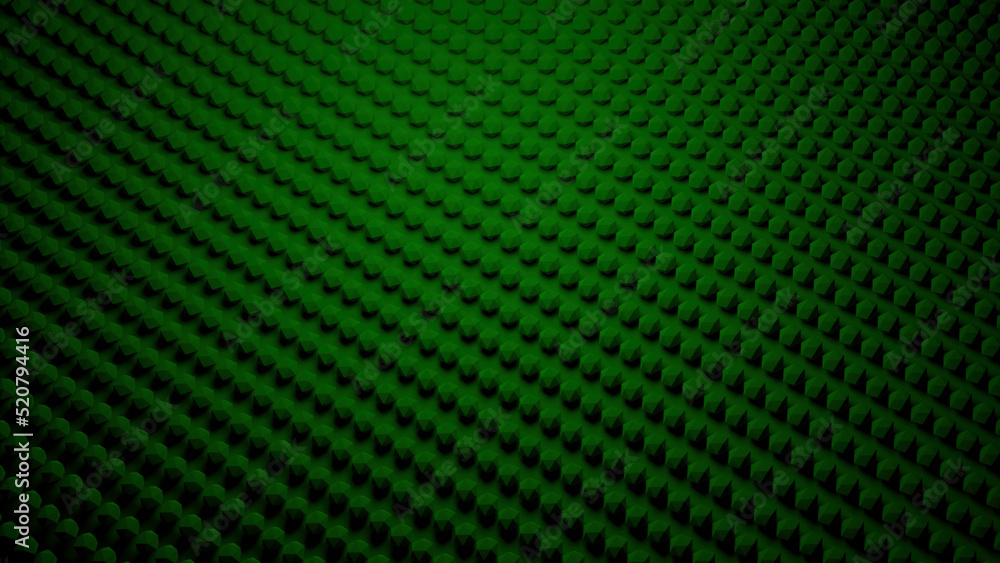 Poster abstract flat colorful green surface covered by rows of convex same size figures. design. flowing sm