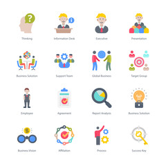Fototapeta premium Business And Managment Flat Round Icons - Vectors