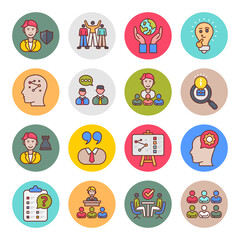 Business And Managment Flat Round Icons - Vectors