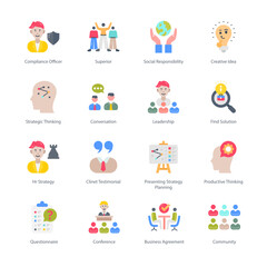Fototapeta premium Business And Managment Flat Round Icons - Vectors