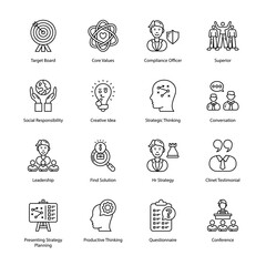 Business And Managment Outline Icons - Stroked, Vectors