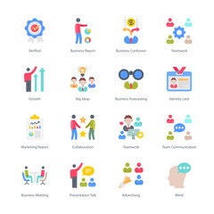 Fototapeta premium Business And Managment Flat Round Icons - Vectors