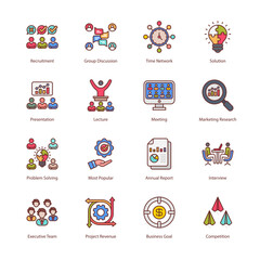 Obraz premium Business And Managment Filled Icons - Stroked, Vectors