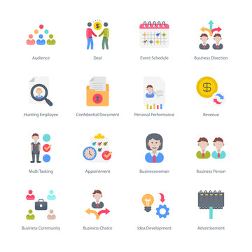 Business And Managment Flat Round Icons - Vectors