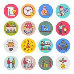 Business And Managment Flat Round Icons - Vectors