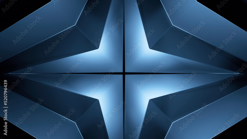 Poster blue abstraction.design.a bright background in the shape of a flower that moves in turn