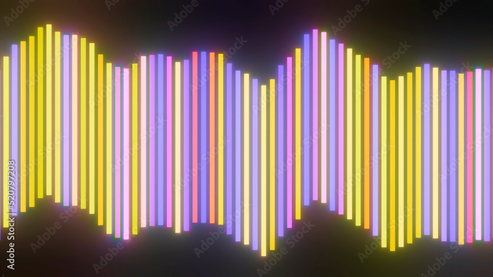 Poster minimalistic visualization of audio or sound equalizer, colorful vibrating lines. design. abstract c