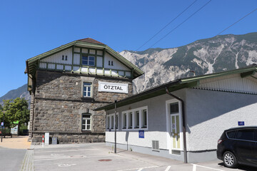oetztal, tyrol, austria, railway station, railway, train, mountain