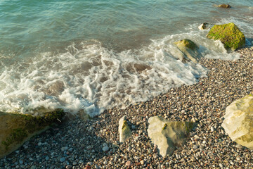 Sea Waves on Pebble Beach