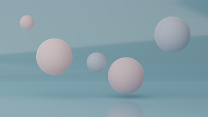 Flying Spheres Background in Pastel Colors