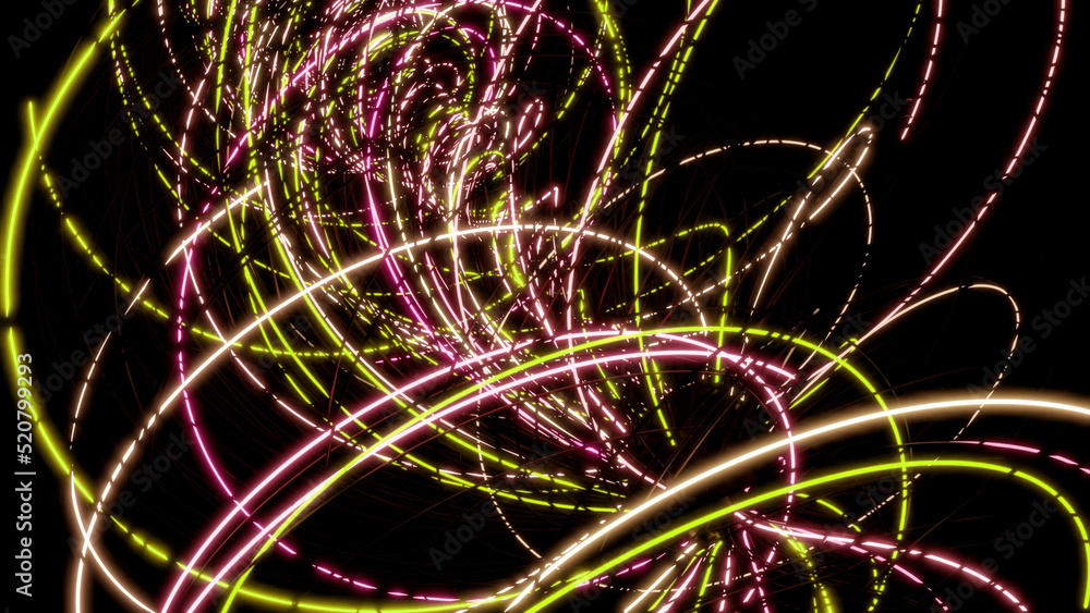 Poster twisted lines in abstraction.design. various bright multicolored lines create various patterns and d