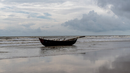 Beautiful Mandarmani beach located near Digha in West Bengal, India. Arrival of monsoon in India