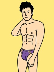 Fototapeta premium cute man cartoon on yellow background