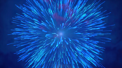 Red and blue background.Motion.A bright background on which colorful fireworks are visible that shine with different rays.