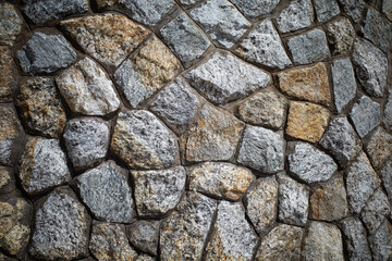Background texture of Rough stone wall, Stone cladding, Old castle stone wall, Grey, brown Color,...