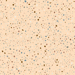 Terazzo flooring seamless pattern composed of pieces of granite, quartz, glass and stone. Marble floor texture. Beige classic paving design. Abstract wall background. Retro venetian stone material