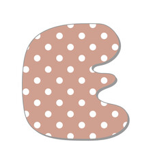 Polka dot letter.Pastel boho polka dots font. Hand drawn letter design for scrapbooks, albums, crafts and back to school projects.